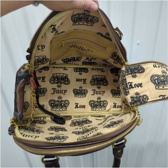 Juicy Couture Y2K Scottie Dogs Pet Carrier Bowler Velour Satchel - Picture 11 of 12